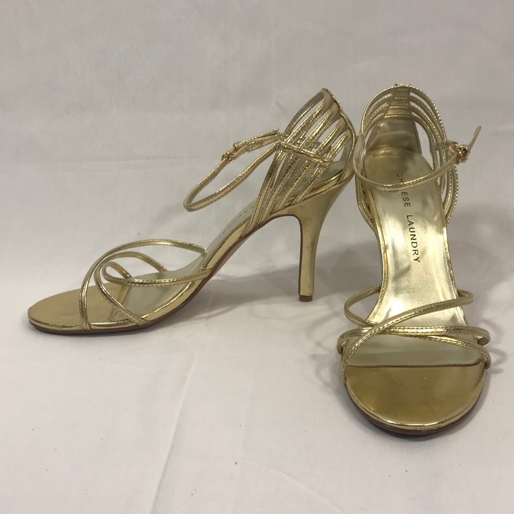 Chinese Laundry gold sandal heel